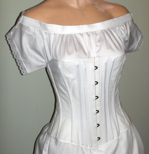 white 1860's corset