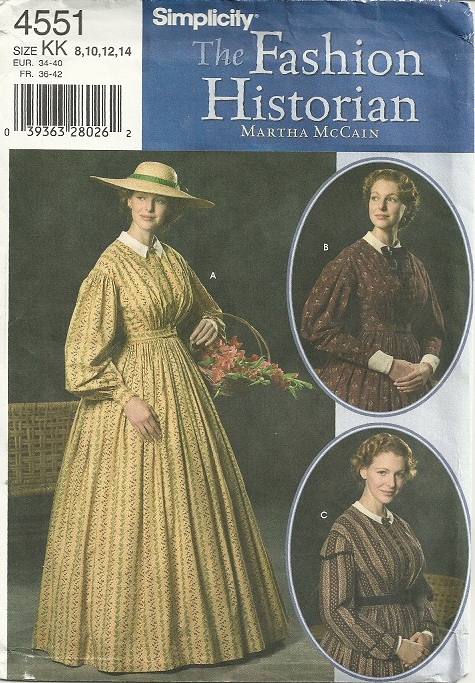 Sewing Pattern Victorian Civil War Dress Reenactment Historical CSA USA Simplicity 4551 