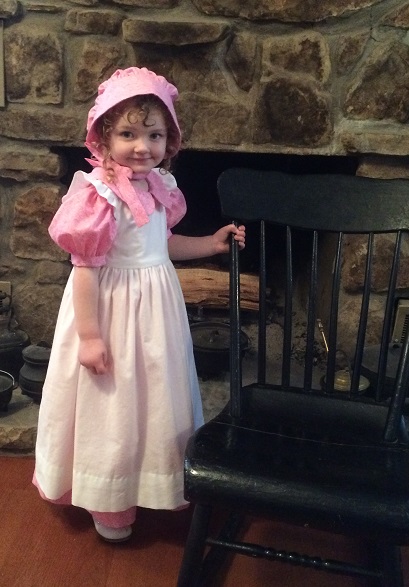 Little House, Pioneer Dress, Civil War, Riffled Pinafore, Historical Girl's Dress and Bonnet         